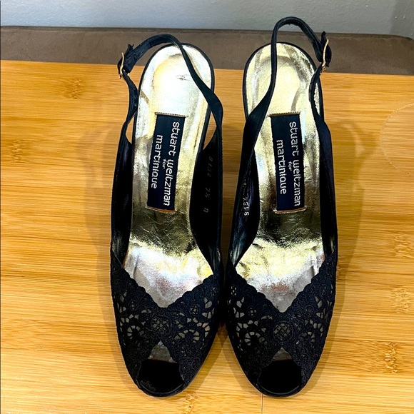 Vtg Stuart Weitzman for Martinique Satin Slingback 7.5 B - Picture 1 of 7